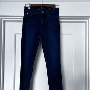 7 for all mankind, size 27 high waist skinny jeans dark blue